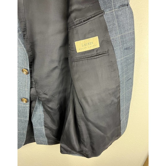 Lauren Ralph Lauren Men's 39R Blue Suit Jacket w/ 3 Buttons & Shoulder Pads - Picture 7 of 13